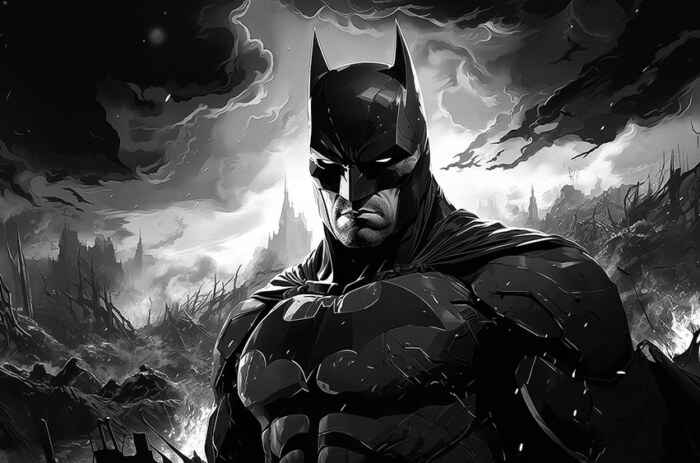 Batman Comics Fond d'écran noir et blanc 4K HD pour PC de bureau Mac ordinateur portable mobile iPhone Téléphone téléchargement gratuit arrière-plan ultraHD UHD