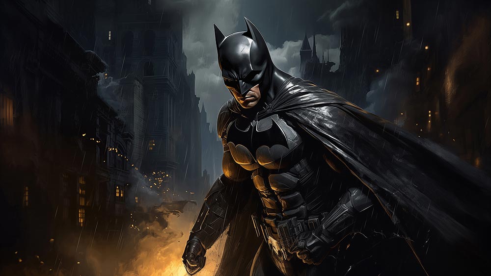 Fond d'écran Batman Gotham City 4K HD pour PC de bureau Mac ordinateur portable mobile iPhone téléphone téléchargement gratuit fond ultraHD UHD