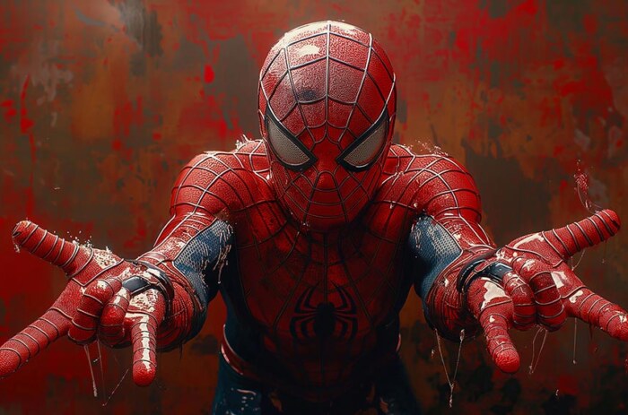 Fond d'écran Art Peinture Spiderman 4K HD Affiche pour PC Bureau mac portable mobile iPhone téléchargement gratuit arrière-plan ultraHD UHD