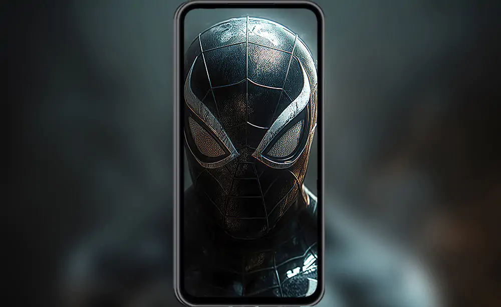 Fond d'écran Spiderman Black Suit 4K HD Poster pour PC Desktop Mac Laptop Mobile iPhone Phone téléchargement gratuit fond ultraHD UHD