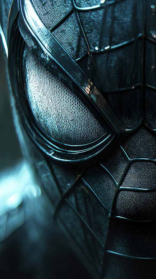 Fond d'écran Spiderman Costume Noir en Gros Plan 4K HD téléchargement gratuit Ultra HD pour téléphone Android et iPhone