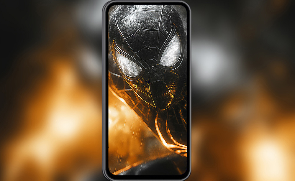 Fond d'écran Spiderman Costume Doré 4K HD pour PC Bureau mac portable mobile iPhone téléchargement gratuit arrière-plan ultraHD UHD