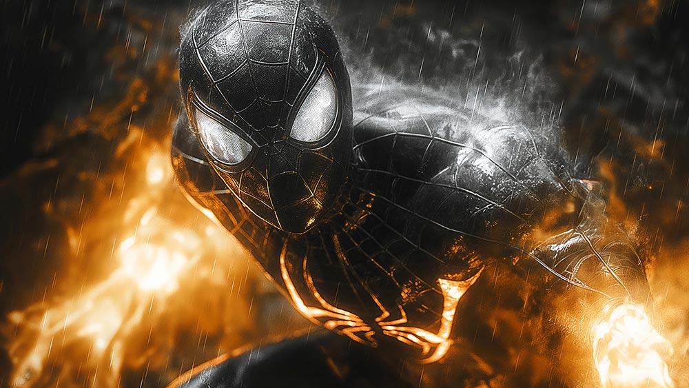 Fond d'écran Spiderman Costume Doré 4K HD pour PC Bureau mac portable mobile iPhone téléchargement gratuit arrière-plan ultraHD UHD