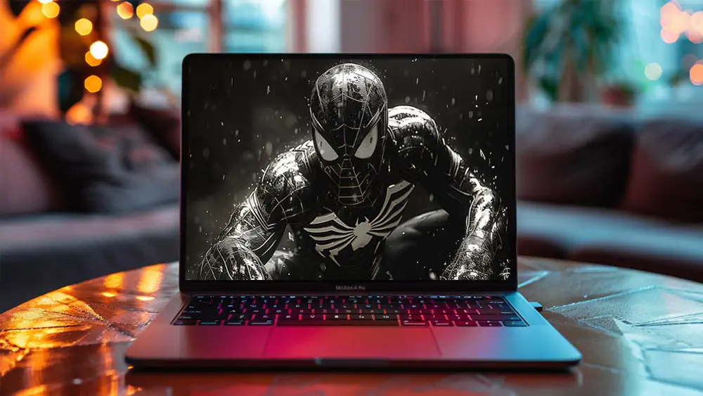 Spiderman black Suit Marvel wallpaper 4K HD for PC Desktop mac laptop mobile iphone Phone free download background ultraHD UHD