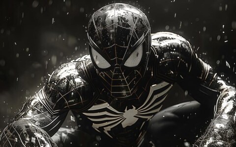 Spiderman black Suit Marvel wallpaper 4K HD for PC Desktop mac laptop mobile iphone Phone free download background ultraHD UHD