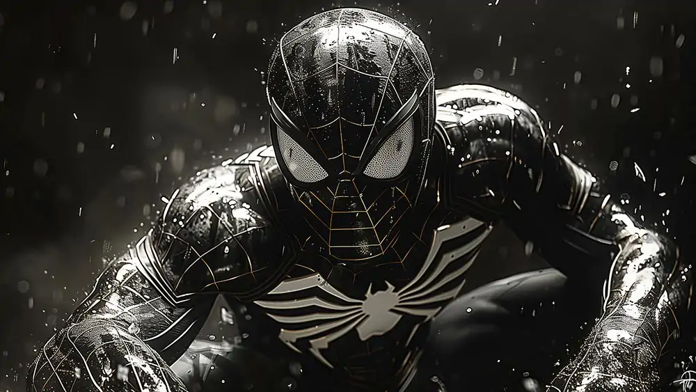 Spiderman black Suit Marvel wallpaper 4K HD for PC Desktop mac laptop mobile iphone Phone free download background ultraHD UHD