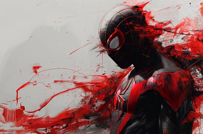 Fond d'écran Art Peinture Spiderman 4K HD pour PC Bureau mac portable mobile iPhone téléchargement gratuit arrière-plan ultraHD UHD