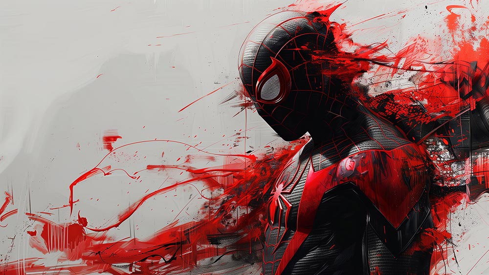 Fond d'écran Art Peinture Spiderman 4K HD pour PC Bureau mac portable mobile iPhone téléchargement gratuit arrière-plan ultraHD UHD