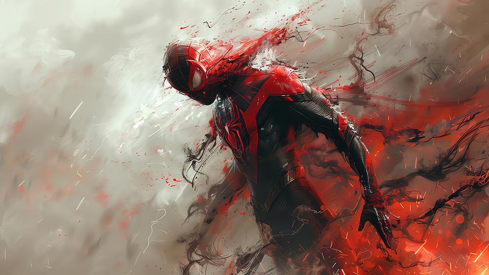 Fond d'écran peinture artistique Spiderman 4K HD Poster pour PC Bureau mac portable mobile iPhone téléphone téléchargement gratuit arrière-plan ultraHD UHD