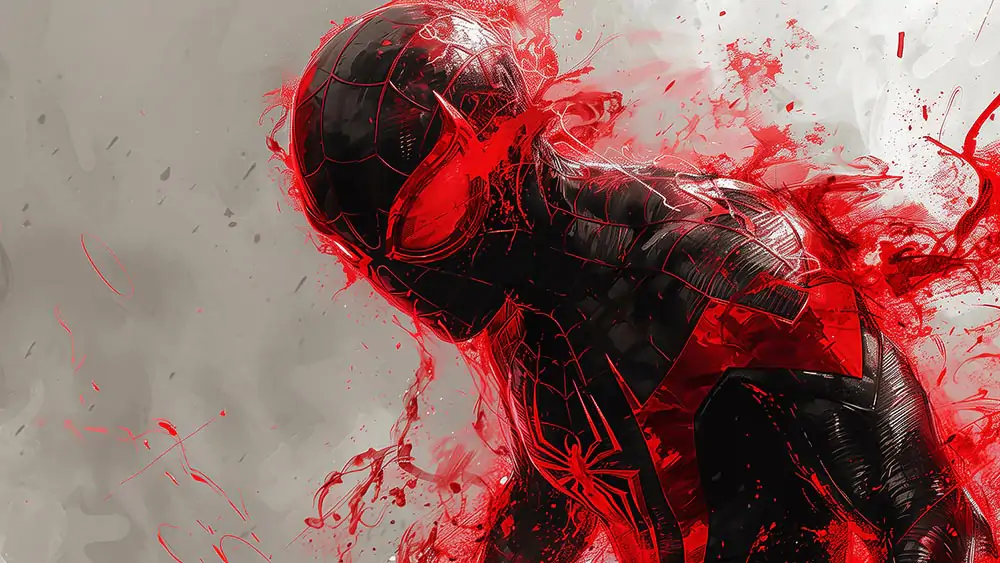 Fond d'écran fan art Spiderman peinture 4K HD pour PC Bureau mac portable mobile iPhone téléphone téléchargement gratuit arrière-plan ultraHD UHD