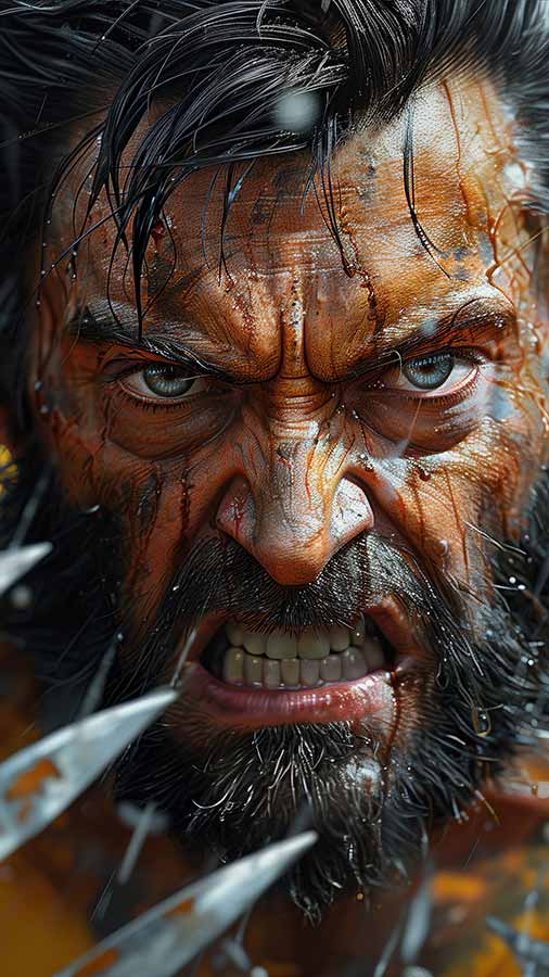 Fond d'écran 4K HD Wolverine en gros plan Rage à télécharger gratuitement pour Android et iPhone