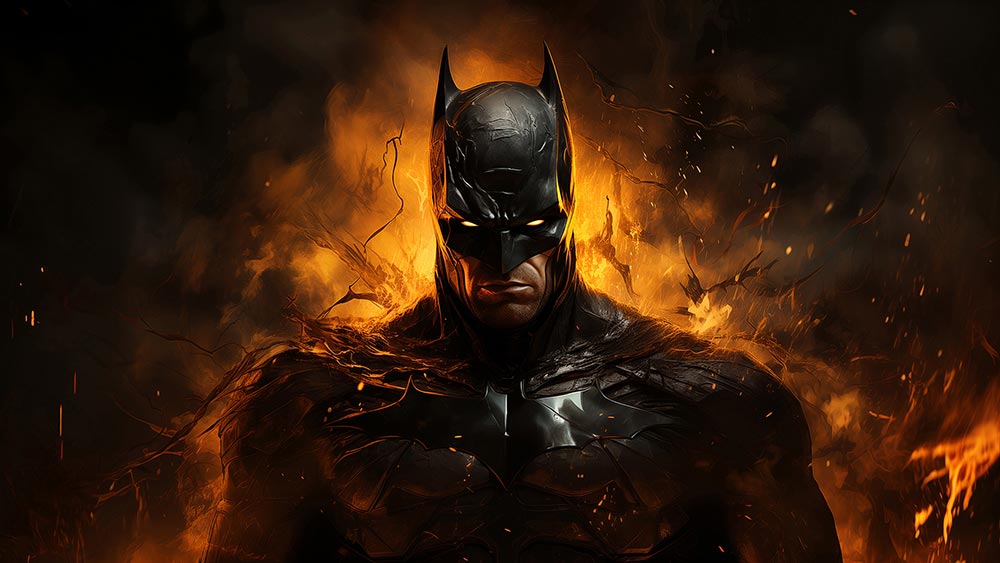 Batman en feu fond d'écran 4K HD Poster pour PC Desktop Mac ordinateur portable mobile iPhone Téléphone téléchargement gratuit fond ultraHD UHD