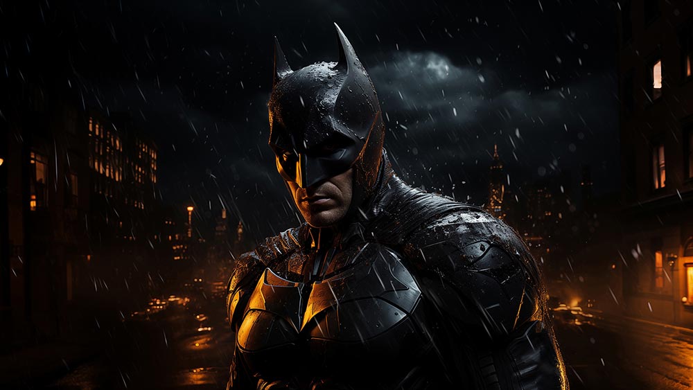 Batman DC comics fond d'écran nuit pluvieuse 4K HD Poster pour PC Desktop Mac ordinateur portable mobile iPhone Téléphone téléchargement gratuit fond ultraHD UHD