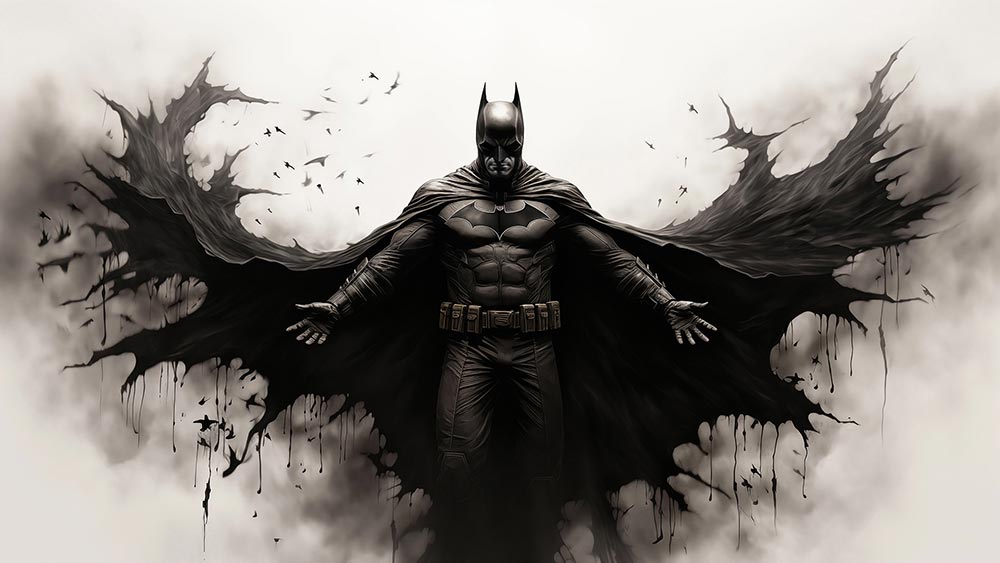 Batman black white DC comics Art wallpaper 4K HD Poster for PC Desktop mac laptop mobile iphone Phone free download background ultraHD UHD