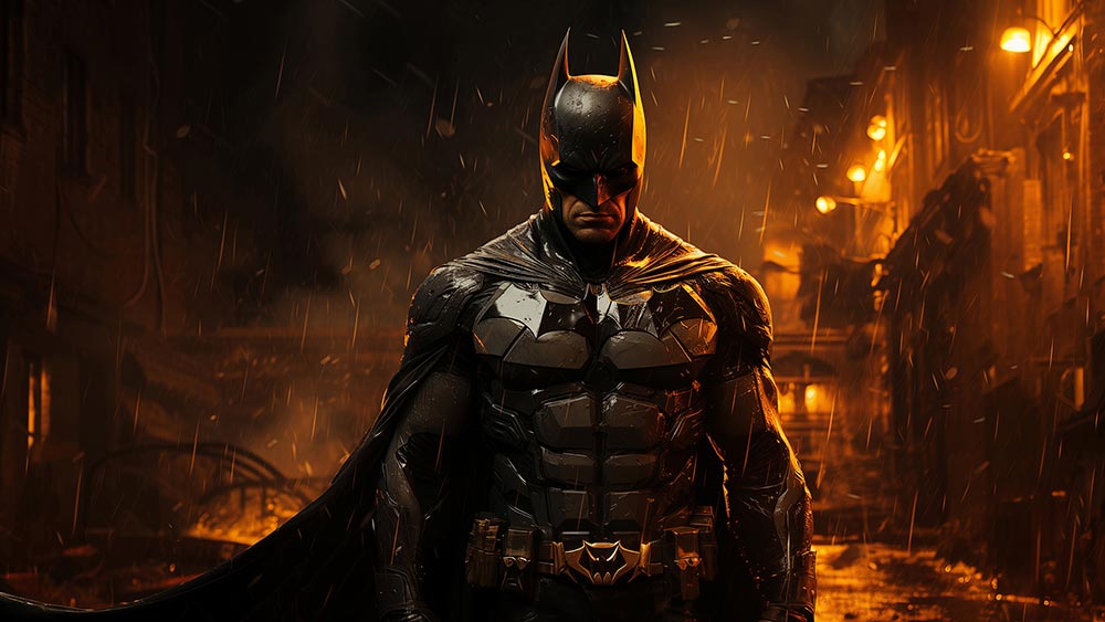 Batman feu et pluie fond d'écran 4K HD pour PC de bureau Mac ordinateur portable mobile iPhone téléphone téléchargement gratuit fond ultraHD UHD