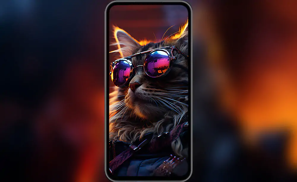 Cat Cyberpunk wallpaper 4K HD Poster for PC Desktop mac laptop mobile iphone Phone free download background ultraHD UHD