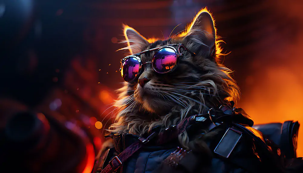 Cat Cyberpunk wallpaper 4K HD Poster for PC Desktop mac laptop mobile iphone Phone free download background ultraHD UHD