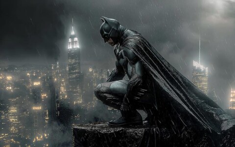 Fond d'écran Batman Gotham City 4K HD Poster pour PC Desktop Mac Laptop Mobile iPhone Phone téléchargement gratuit fond ultraHD UHD