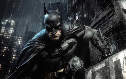 Fond d'écran Batman sous la pluie 4K HD Poster pour PC Bureau mac portable mobile iPhone à télécharger gratuitement arrière-plan ultraHD UHD