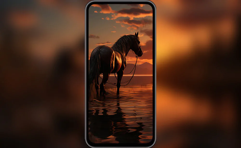 horse beautiful sunrise wallpaper 4K HD Poster for PC Desktop mac laptop mobile iphone Phone free download background ultraHD UHD