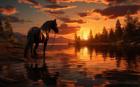 cheval beau lever de soleil papier peint 4K HD Poster pour PC Desktop mac laptop mobile iphone Téléphone télécharger gratuitement fond d'écran ultraHD UHD