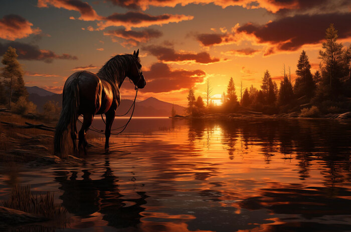 cheval beau lever de soleil papier peint 4K HD Poster pour PC Desktop mac laptop mobile iphone Téléphone télécharger gratuitement fond d'écran ultraHD UHD