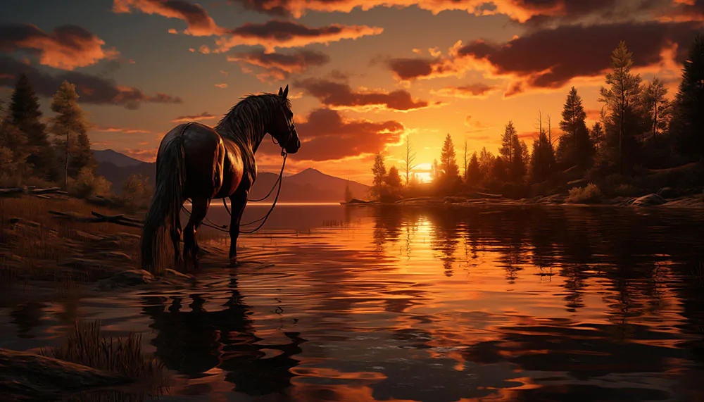 horse beautiful sunrise wallpaper 4K HD Poster for PC Desktop mac laptop mobile iphone Phone free download background ultraHD UHD