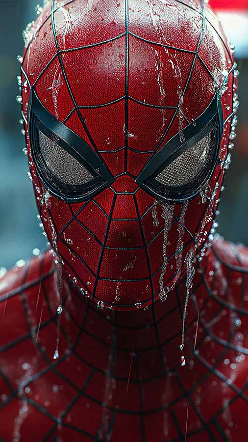 Fond d'écran Spiderman sous la pluie HD 4K POSTER gratuit à télécharger Ultra HD pour téléphone Android et iPhone