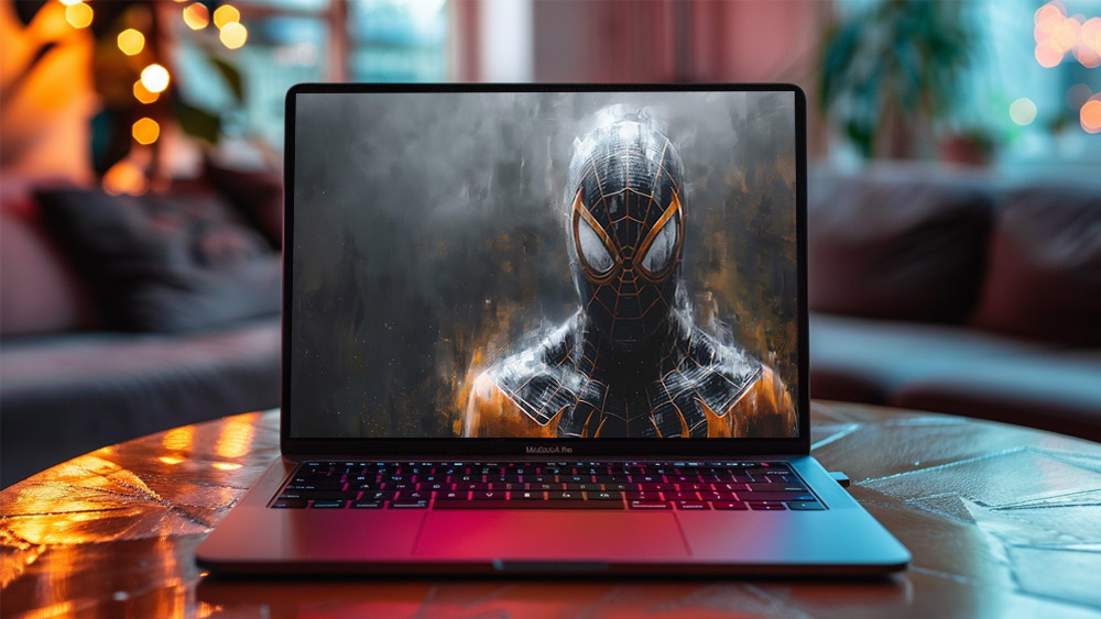Fond d'écran Spiderman Costume Lumineux 4K HD Poster pour PC Bureau mac portable mobile iPhone téléphone téléchargement gratuit arrière-plan ultraHD UHD