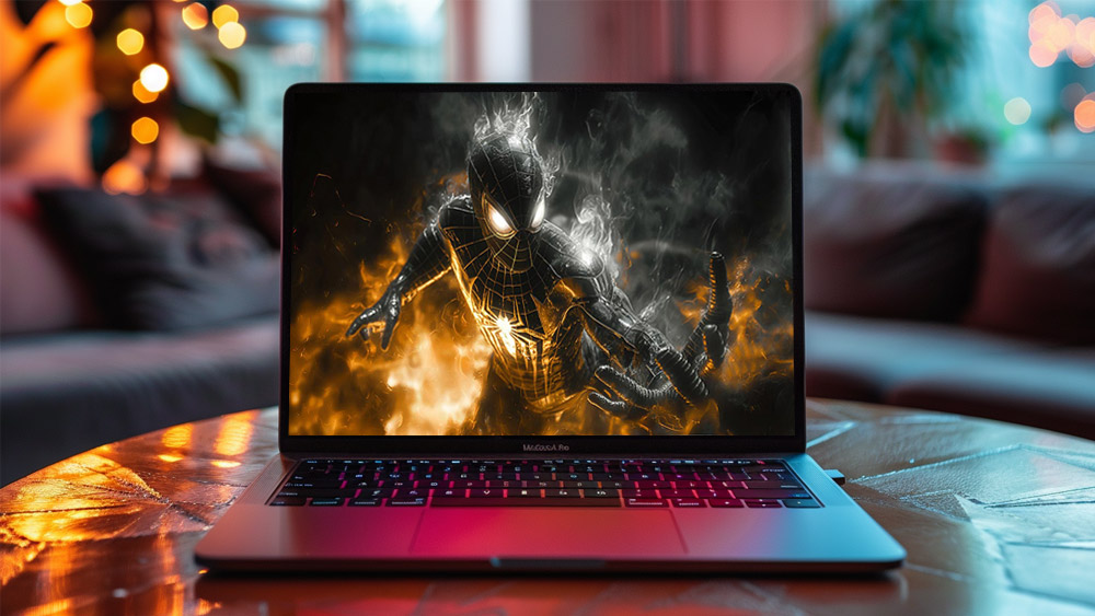 Fond d'écran Spiderman en Costume Doré 4K HD Poster pour PC Bureau mac portable mobile iPhone téléchargement gratuit arrière-plan ultraHD UHD