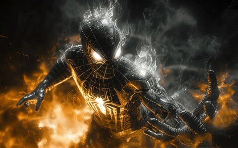Gold Suit Spiderman wallpaper 4K HD Poster for PC Desktop mac laptop mobile iphone Phone free download background ultraHD UHD