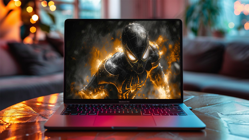 Fond d'écran Spiderman Costume Doré 4K HD Poster pour PC Bureau mac portable mobile iPhone téléchargement gratuit arrière-plan ultraHD UHD
