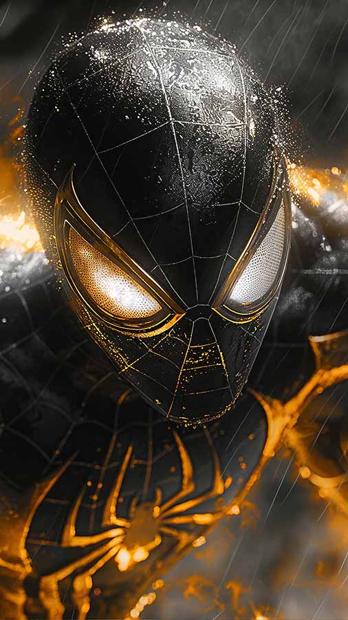 Fond d'écran Spiderman Costume Doré HD 4K Arrière-plan POSTER téléchargement gratuit UltraHD pour téléphone Android et iPhone