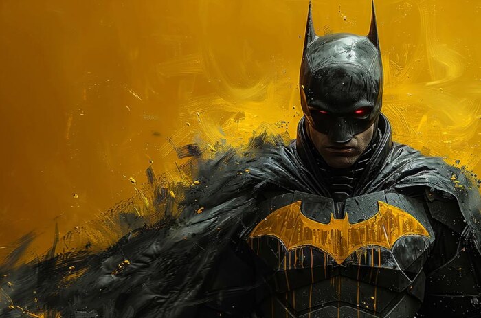 Fond d'écran Golden Batman 4K HD Poster pour PC Desktop Mac Laptop Mobile iPhone Phone téléchargement gratuit fond ultraHD UHD