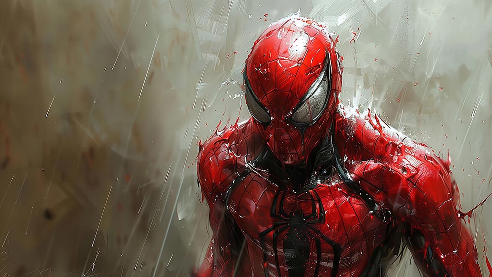 Fond d'écran peinture Spiderman Marvel 4K HD pour PC ordinateur de bureau mac portable mobile iPhone téléphone téléchargement gratuit arrière-plan ultraHD UHD