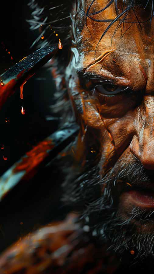 Fond d'écran HD 4K Wolverine Logan intense AFFICHE à télécharger gratuitement en UltraHD pour téléphone Android et iPhone
