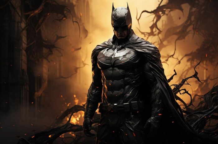 Batman en feu fond d'écran 4K HD Poster pour PC Desktop Mac ordinateur portable mobile iPhone Téléphone téléchargement gratuit fond ultraHD UHD