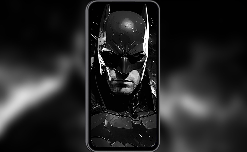 Fond d'écran Batman noir et blanc 4K HD Poster pour PC Desktop Mac Laptop Mobile iPhone Phone téléchargement gratuit fond ultraHD UHD