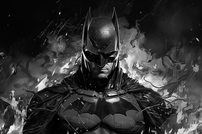 Fond d'écran Batman noir et blanc 4K HD Poster pour PC Bureau mac portable mobile iPhone téléphone téléchargement gratuit arrière-plan ultraHD UHD