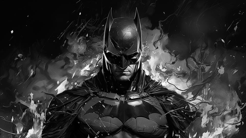 Fond d'écran Batman noir et blanc 4K HD Poster pour PC Bureau mac portable mobile iPhone téléphone téléchargement gratuit arrière-plan ultraHD UHD