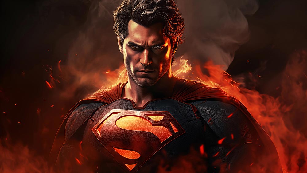 Fond d'écran Superman en feu art de fan 4K HD pour PC bureau mac portable mobile iPhone téléphone téléchargement gratuit arrière-plan ultraHD UHD