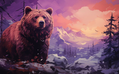 Ours Grizzly illustration papier peint 4K HD Poster pour PC Desktop mac laptop mobile iphone Phone free download background ultraHD UHD
