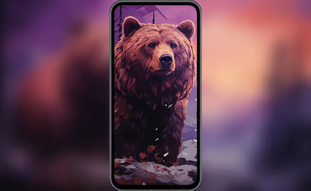 Grizzly bear illustration wallpaper 4K HD Poster for PC Desktop mac laptop mobile iphone Phone free download background ultraHD UHD