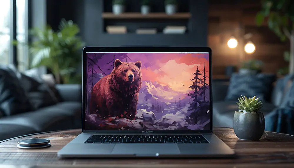 Grizzly bear illustration wallpaper 4K HD Poster for PC Desktop mac laptop mobile iphone Phone free download background ultraHD UHD