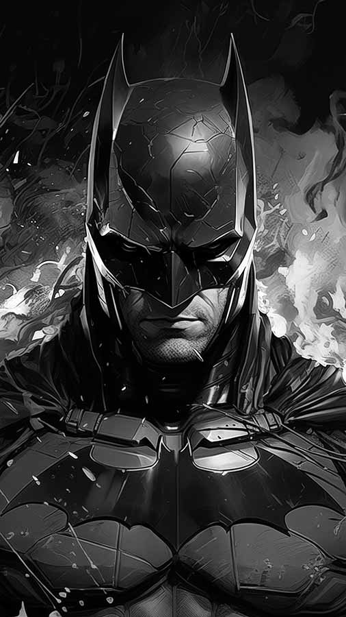 Fond d'écran Batman Noir et Blanc HD 4K POSTER gratuit à télécharger UltraHD pour téléphone Android et iPhone