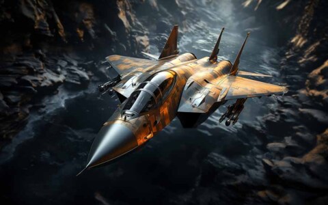 Avion de chasse F-15E Strike Eagle volant à travers les nuages fond d'écran 4K HD gratuit
