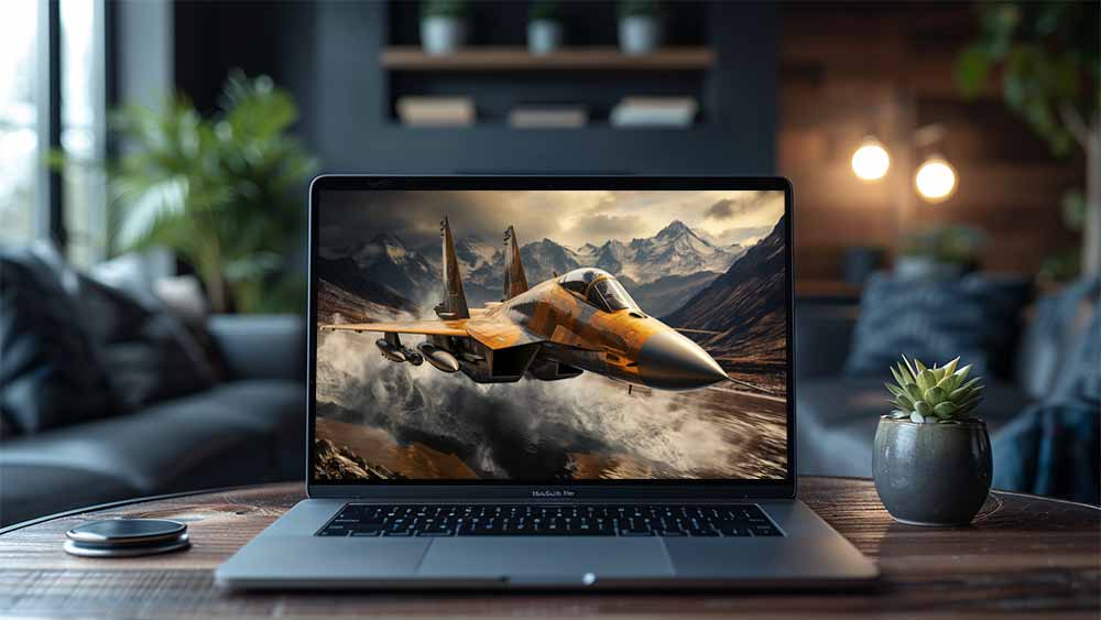Avion de chasse Su-34 survolant une chaîne de montagnes Fond d'écran 4K HD téléchargement gratuit