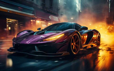 McLaren 720S à toute vitesse dans une ville nocturne pluvieuse Téléchargement gratuit de fond d'écran HD 4K