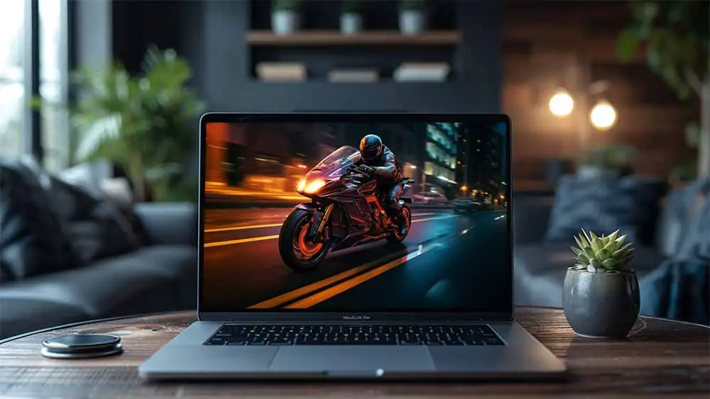 Balade à moto à grande vitesse dans la vie nocturne de la ville – Fond d'écran HD 4K à télécharger gratuitement