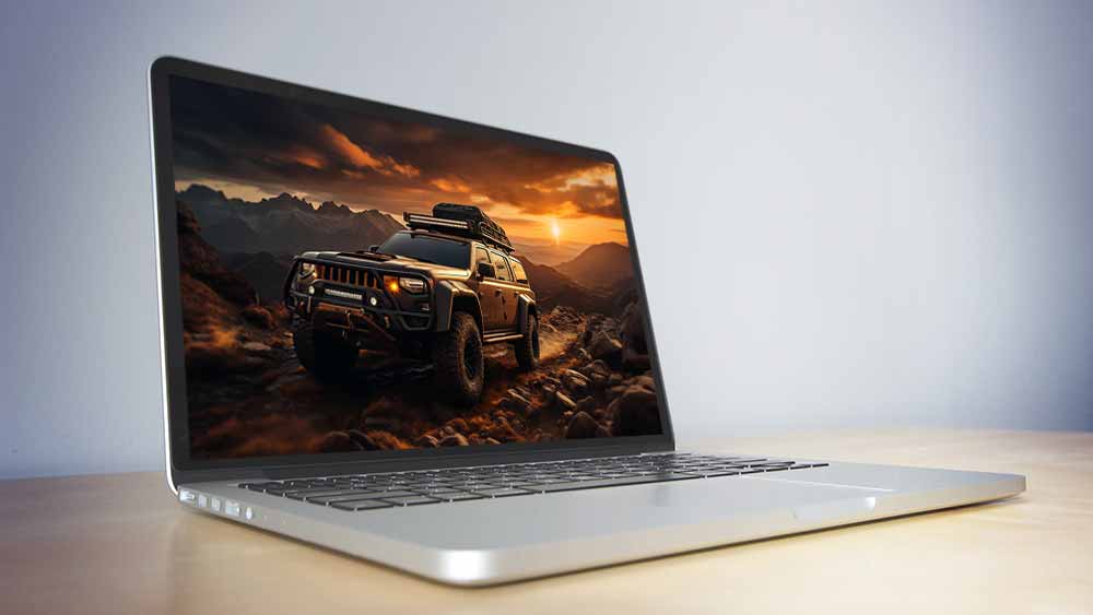 Toyota Land Cruiser traversant un paysage de montagnes rocheuses au coucher du soleil fond d'écran 4K HD